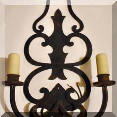 D28. Wrought iron 2-light sconce. 24”h - $48 